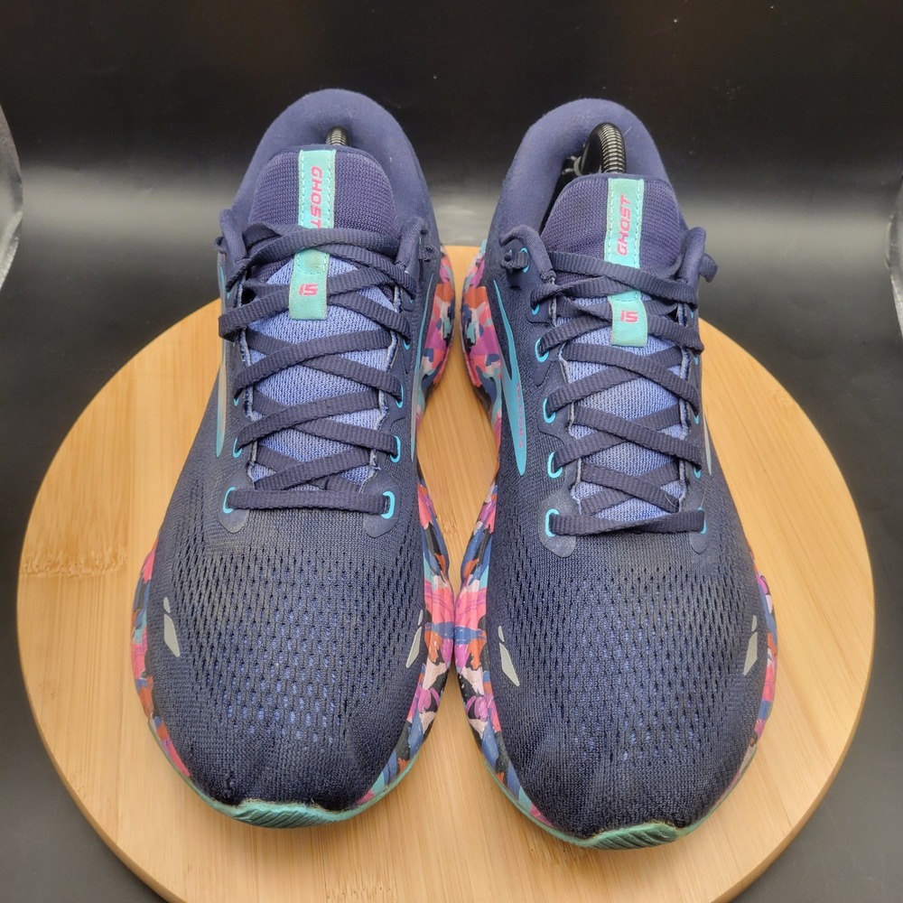 Brooks Ghost 15 Women Running Shoes Navy Pink Teal 1203801D434 Size 11.5 Wide D - Picture 2 of 11